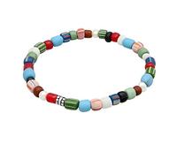 Kuzzoi Buddha Bracciale da uomo elastico in perle d'acqua dolce (5 mm) con elementi in argento sterling 925 ossidato e perline in vetro