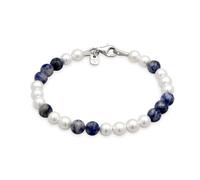 Kuzzoi Buddha - Bracciale da uomo in argento con perle e agata, 6 mm | Perle e agata, lunghezza 19-21 cm