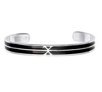 Kuzzoi Buddha Bracciale da uomo in argento sterling 925 massiccio, aperto, con finitura smaltata nera, 7 mm di larghezza, 19 g di peso, 19 cm, Argento