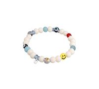 Kuzzoi Buddha Bracciale da uomo in vetro riciclato e perle in resina, elastico con Evil Eye Beads Festival gioielli, Vetro Resina Argento sterling