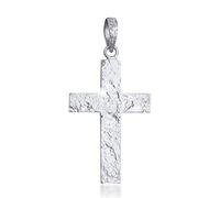 Kuzzoi Ciondolo a forma di croce in argento Sterling 925 massiccio per collane, ciondolo a forma di croce, realizzato a mano, altezza 54 mm, Argento