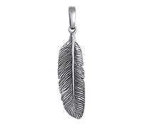 Kuzzoi Ciondolo a forma di piuma in argento (41 mm) per catene, in argento sterling 925 massiccio, per collane, accessori a forma di piuma d'angelo, di alta qualità ed esclusivo (nero, argento