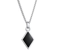 Kuzzoi Collana da uomo a forma di rombo (11 mm) dal design alla moda, collana da uomo in argento sterling 925, collana con ciondolo smaltato per l'uomo, collana in argento Sterling 925, lunghezza 55