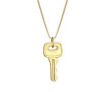 Kuzzoi Collana da uomo con ciondolo a chiave (25 mm), stile vintage, in argento Sterling 925 placcato oro, catena con chiave per l'uomo, catena dorata per uomo con Key, lunghezza 55 cm