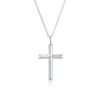 Kuzzoi - Collana da uomo con ciondolo a forma di croce (30 mm) in stile basic, catena massiccia per uomo e amico con croce religiosa in argento Sterling 925