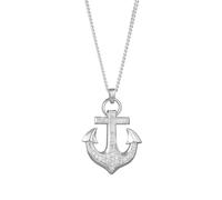 Kuzzoi Collana da uomo con ciondolo di zirconi (33 mm) per uomo in argento sterling 925 con simbolo di ancora, realizzata a mano, lunghezza: 60 cm, 60 cm, Argento sterling Zirconia cubica, Nessuna