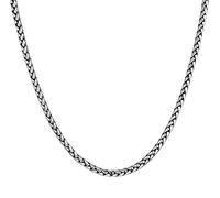 Kuzzoi - Collana da Uomo con Maglia a Treccia (5 mm), Rotonda, per Uomo, Catena da Uomo massiccia Senza Ciondolo, in Argento Sterling 925, ossidato, Lunghezza 50 cm