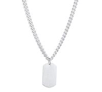Kuzzoi Collana da uomo con piastra militare (15 mm) in argento Sterling 925 con ciondolo a forma di placca per uomo Dog Tag collana da uomo spazzolata, lunghezza 50 cm, Argento sterling