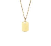 Kuzzoi Collana da uomo con piastra militare (15 mm) in argento sterling 925 placcato oro, collana con ciondolo a forma di targa da uomo, Oro