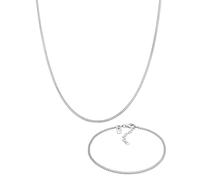 Kuzzoi Collana da uomo in argento 925, con bracciale in argento Sterling 925, collana da uomo (55 cm), bracciale da uomo (21 cm), Argento sterling