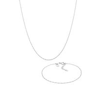 Kuzzoi Collana da uomo in argento 925, con bracciale in argento sterling 925, set di gioielli Basic per l'uomo (55 cm), bracciale da uomo (18 + 3 cm), Argento sterling