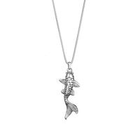 Kuzzoi Collana da uomo in argento 925 con ciondolo a forma di pesce (40 mm) ossidato, collana da uomo marittimo, lunghezza 50 cm, 0112570723, Argento sterling, 0112570723_50