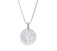 Kuzzoi Collana da uomo in argento sterling 925, con ciondolo a forma di moneta, rotonda (15 mm), collana da uomo in argento sterling 925, catena con piastrine strutturate, collana da uomo con ciondolo