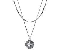Kuzzoi - Collana da uomo in argento Sterling 925 ossidato, stile marittimo, con ciondolo a forma di bussola, 25 mm