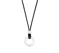 Kuzzoi Collana da uomo in nylon nero con ciondolo in argento sterling 925, moderna collana da uomo, lunghezza 70 cm, 70 cm, Argento sterling Nylon, Nessuna pietra preziosa