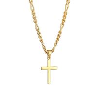 Kuzzoi Collana da uomo lucida con ciondolo a forma di croce (21 mm), collana ro per uomo e amico con croce religiosa in argento sterling 925 placcato or