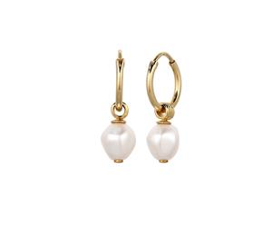 KUZZOI - Earring Creole Swarovski Pearl Bianco 925 Sterling Silver, mit Perlen von Swarovski® Gioielli da uomo 1 pieces male