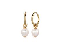 KUZZOI - Earring Creole Swarovski Pearl Bianco 925 Sterling Silver, mit Perlen von Swarovski® Orecchini 1 pieces male