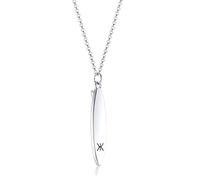 Kuzzoi Esclusiva collana da uomo con ciondolo a tavola da surf (34 mm) in stile spiaggia con logo ossidato, catena massiccia per uomo o amico, catena robusta in argento sterling 925, lunghezza 60 cm,