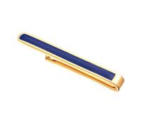 Kuzzoi Fermacravatta con smalto blu (4,5 mm) per normali cravatte da uomo, in argento sterling 925 placcato oro, accessorio per cravatta da uomo