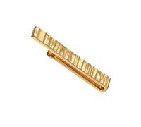 Kuzzoi Fermacravatta da uomo strutturato, fermacravatta dorata (5 mm) per cravatte normali in argento sterling 925 placcato oro, gioiello per cravatta da uomo con dettagli scanalati