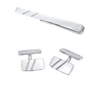 Kuzzoi Gemelli e fermacravatta da uomo dal design classico, set di accessori da uomo in argento sterling 925 con dettagli alla moda, regalo da uomo per matrimonio e compleanno, Argento sterling