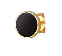 Kuzzoi Orecchini da uomo, 1 pezzo, rotondi (8 mm), spina da uomo con smalto nero, in argento sterling 925 placcato oro, orecchini da uomo, 0304361522