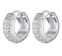 Kuzzoi Orecchini da uomo a cerchio, 1 paio di orecchini rotondi (15 mm) con zirconi, orecchini da uomo in argento sterling 925, Zirconia cubica