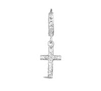 Kuzzoi Orecchini da uomo a cerchio con cerniera (12 mm) con ciondolo a forma di croce in argento sterling 925, per uomo, realizzati a mano