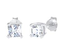 Kuzzoi Orecchini da uomo con zirconi scintillanti quadrati (4 mm) in argento sterling 925, orecchini di alta qualità per uomo, 0302732023, Argento sterling, Zirconia cubica