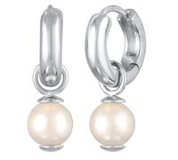 Kuzzoi Orecchini da uomo in argento 925 (12 mm), creole rotonde, classici orecchini con perla di conchiglia