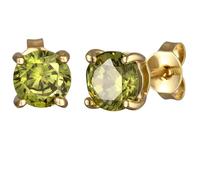 Kuzzoi Orecchini da uomo rotondi (6 mm) con zirconi di colore verde, in argento sterling 925, orecchini di alta qualità, Argento sterling Oro giallo