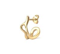 Kuzzoi Orecchini da uomo singoli (8 x 15 mm), rotondi, 1 pezzo, in argento sterling 925 placcato oro