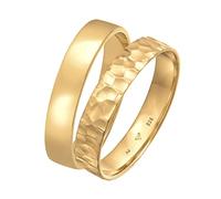 Kuzzoi Set di 2 anelli da uomo in argento sterling 925 placcato oro, anelli in argento Sterling 925, per uomo, look basic e martello, set di anelli dorati, misura 60-66, 06510722, 64.0000, Argento