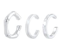 Kuzzoi Set di 3 orecchini da uomo, in argento 925 (18 mm), orecchini a clip da uomo, design organico boho, Argento sterling, 0301343024