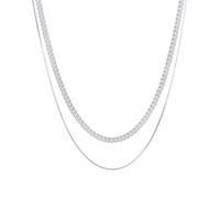 Kuzzoi Set di collane da uomo in argento sterling 925, catena massiccia con maglie da 4 mm, lucidata, fine catena veneziana da 1 mm, per uomo, robuste catene da uomo per ciondolo, lunghezza 50 + 55 cm