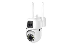 KVBRUI Telecamera di Sicurezza Domestica a Doppio Obiettivo da 6 MP, Telecamera Wi-Fi da 2,4 GHz, Visione Notturna a Colori, Audio bidirezionale, telecamere CCTV PTZ(US Plug,Camera ADD 128GB)