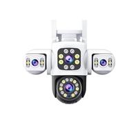 KVBRUI Telecamera di Sicurezza for Esterni 6K 12MP Tripla Lente Triplo Schermo PTZ Vista a 360° IP66 Visione Notturna a Colori Resistente alle intemperie(EU Plug,3K 6MP Cam 128G SD)