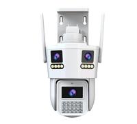 KVBRUI Telecamera IP WiFi a Tre Lenti da 15 MP, Telecamera di Sicurezza for Esterni a Tre schermi, Audio bidirezionale, rilevamento Umano, videosorveglianza CCTV(15MP No SD)