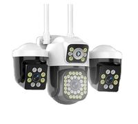 KVBRUI Telecamera IP WiFi da 15MP 8K con Tripla Lente e Triplo Schermo Monitor Video di Sicurezza Esterna Visione Notturna Telecamera CCTV con Zoom 10X Impermeabile(US Plug,Camera ADD 64G)