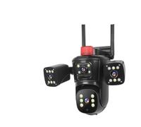 KVBRUI Telecamera IP WiFi da 20 MP a Quattro schermi, Zoom Ottico 10x, Cinque obiettivi, PTZ, monitoraggio Automatico, Impermeabile, for Esterni(UK Plug,8K No Zoom ADD 32G)