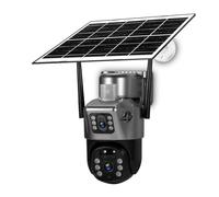 KVBRUI Telecamera PTZ da Esterno 4MP 2K 4G SIM WiFi con Pannello Solare e Doppio Obiettivo, for la Sicurezza Domestica, videosorveglianza CCTV, Batteria Integrata(WiFi Cam And 128GB)