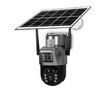KVBRUI Telecamera PTZ da Esterno 4MP 2K 4G SIM WiFi con Pannello Solare e Doppio Obiettivo, for la Sicurezza Domestica, videosorveglianza CCTV, Batteria Integrata(4G Cam And 32GB)