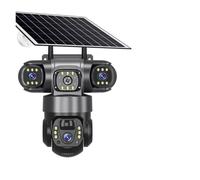 KVBRUI Telecamera Solare 4G SIM da Esterno, 3 Lenti, 3 schermi, Zoom 10X, PIR, rilevamento Umano, Impermeabile, Visione Notturna, Protezione di Sicurezza CCTV(4G Camera 128G)