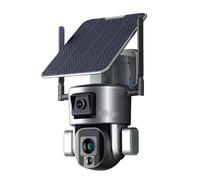 KVBRUI Telecamera Solare a Doppio Obiettivo 4K 8MP for Esterni, 4G/WiFi, Doppio Schermo, Zoom Ottico 4X 10X, telecamere di Sicurezza PTZ con tracciamento umanoide(4K 4G 6mm No Zoom)