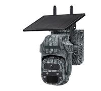 KVBRUI Telecamera Solare con Zoom 15X, 4G, 12 MP, Tre Lenti, Vista a 360°, Pannello Solare da 5 W, Telecamera IP PTZ for Esterni, Visione Notturna da 7800 mAh(4MP 4G 32GB No Zoom)