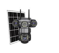 KVBRUI Telecamera Solare for Esterni V380 PRO da 15 MP, Tripla Lente, Telecamera di Sicurezza IP 4G, Visione panoramica a 360°, rilevamento del Movimento PIR, Visione Notturna, CCTV(4G Cam 32G Card)