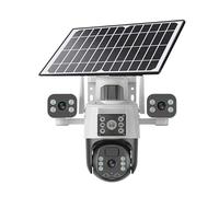 KVBRUI Telecamera Solare for Esterni V380 PRO HD 15MP WiFi Telecamera Tripla Lente Monitoraggio Mobile Visione Notturna 4G SIM CCTV Interfono bidirezionale(Three Lens WiFi 128G)