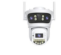 KVBRUI Telecamera Wi-Fi da 15 MP 8K a Tre obiettivi, for Esterni, con Tre schermi, videosorveglianza, Visione Notturna 2.4G/5G, rilevamento Umano, Telecamera di Sicurezza(US Plug,15MP ADD 32G Card)