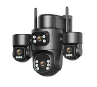 KVBRUI Telecamera WiFi Esterna 10K 20MP con 4 schermi e 4 obiettivi PTZ 360° for Una Sicurezza Completa con sorveglianza CCTV IP66(AU Plug,6K 12MP No Card)